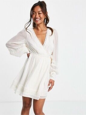asos design cape back dipped hem mini dress ASOS Gray Split Sleeve Cape Back Dipped Hem